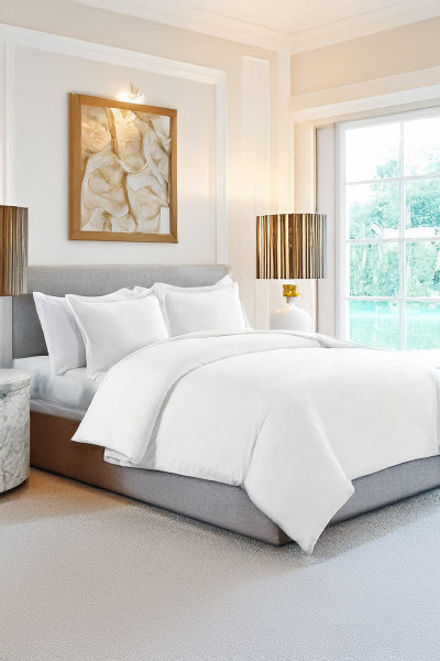 Duvet Cover 400 Thread Count Percale – Oxford Border with Ties | Made in Portugal